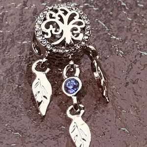 Dreamcatcher charm tree of life silver feather